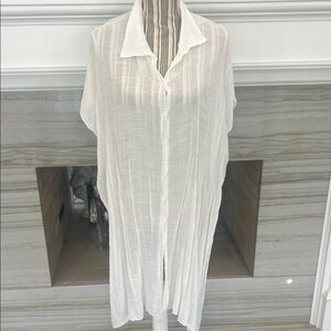 White Sheer Button-Down Cover-Up
